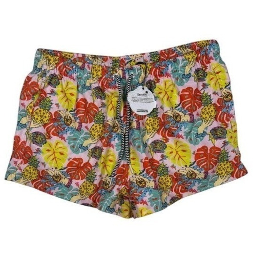 Boardies Apparel‎ Pink Tropical Pineapple Print Swim Shorts Womens Medium NWT